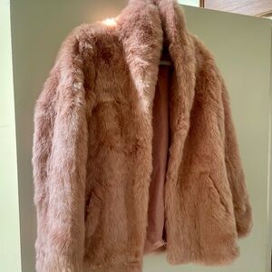 ASOS Pink Faux Fur Jacket -- Size 6